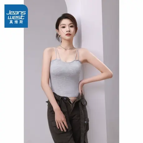 KF真维斯U领吊带背心女2025新款夏季辣妹短款紧身小个子内搭商品大图