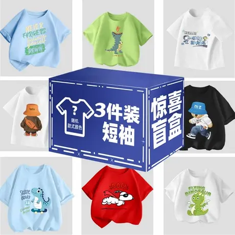 （盲盒多件装）男童-女童-纯棉短袖体恤-春夏长袖纯棉打底衫福袋图片