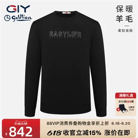 金利来GY含棉羊毛长袖T恤2024秋冬新款圆领套头休闲舒适长袖卫衣商品大图