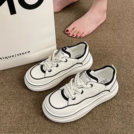 欧洲站厚底小白鞋女鞋2023年夏季新款透气百搭运动休闲松糕板鞋潮商品大图