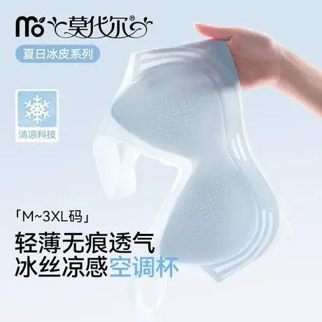 莫代尔无痕内衣女薄款夏季大胸显小胸无钢圈美背心式冰丝凉感文胸图片