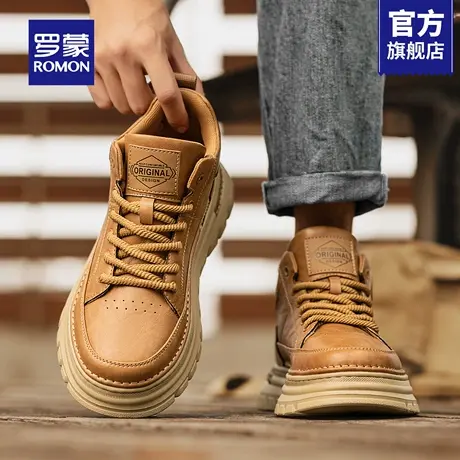 罗蒙马丁靴男2025新款秋季高帮工装男鞋厚底增高中帮大黄靴男款RM商品大图