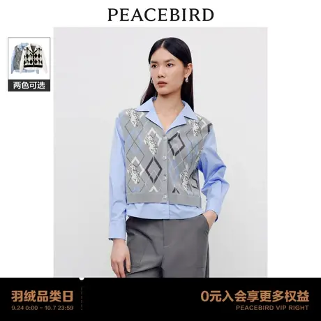 【商场同款】太平鸟女装2023秋季新款时髦假两件线开衫A1EDD3404商品大图