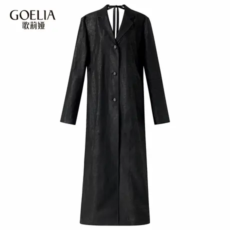 歌莉娅秋季新品18姆米龟纹香云纱长款风衣外套1E8L6L2A0商品大图