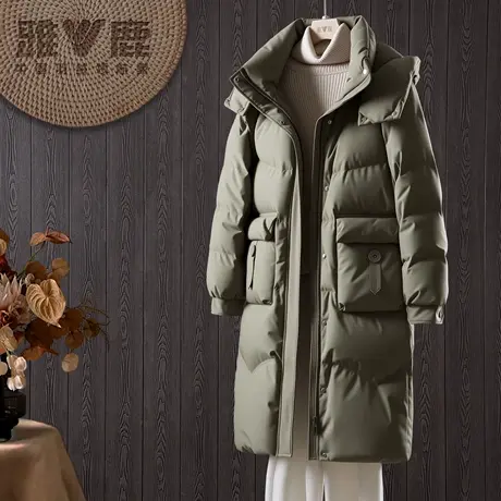 2025雅鹿官方新款鸭绒时尚防风加厚休闲中长款羽绒服女款防寒衣商品大图