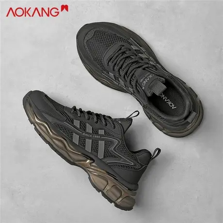 奥康男鞋2025新款四季男士休闲运动鞋透气网面软底时尚厚底跑步鞋图片