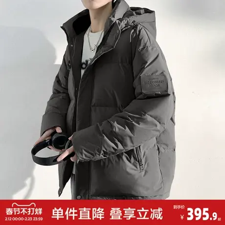 唐狮2026冬季男连帽短款羽绒服高品质鸭绒外套男冬季休闲轻奢保暖商品大图