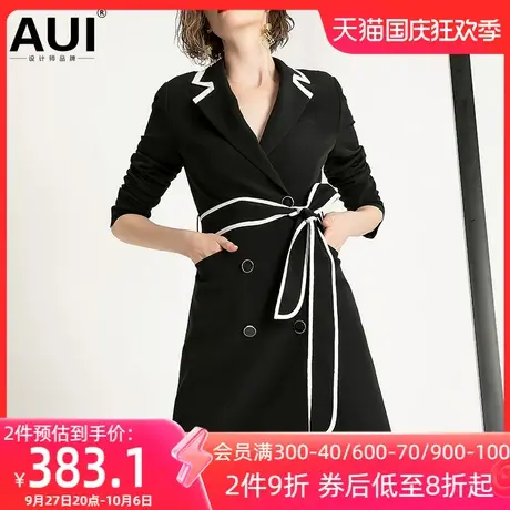 2022春秋新款气质干练设计感小众腰带西装黑色欧美风小西服外套女图片