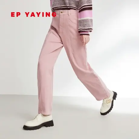 [彩绒牛仔]EP雅莹香蕉裤 高腰显瘦磨毛加绒牛仔裤 2023秋冬J620A图片