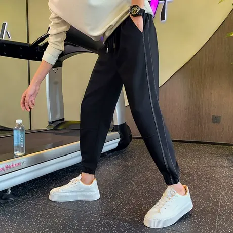 束脚卫裤男春秋季潮牌宽松九分运动长裤明线设计感痞帅哈伦休闲裤商品大图