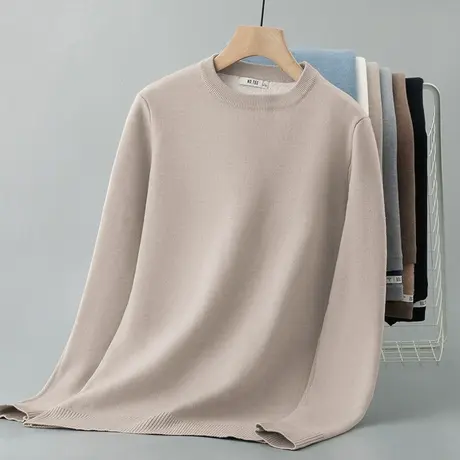 圆领毛衣男秋冬季加绒针织衫保暖内搭打底衫毛线衣一体绒加厚毛衫商品大图