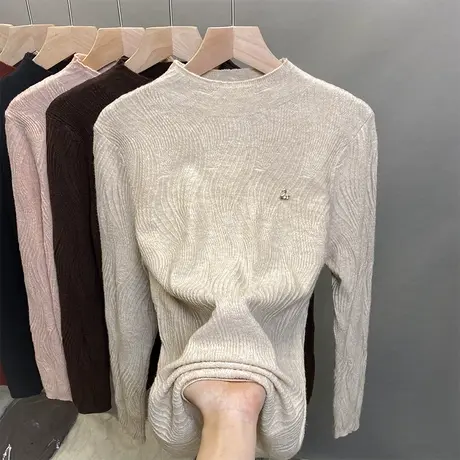 半高领毛衣女打底衫2023秋冬新款套头外穿针织衫洋气修身内搭上衣图片