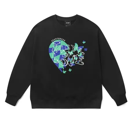 破碎爱心情侣卫衣男美式高街撞色棋盘格青少年春秋款加绒宽松外套商品大图