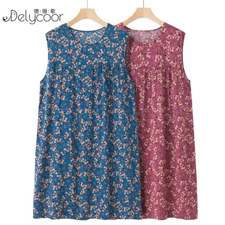 妈妈棉绸背心无袖睡裙女夏季新款睡衣中老年人薄款宽松家居连衣裙商品大图