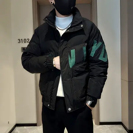 潮牌棉服外套男冬季新款个性刺绣字母青少年保暖加厚工装棉袄上衣图片