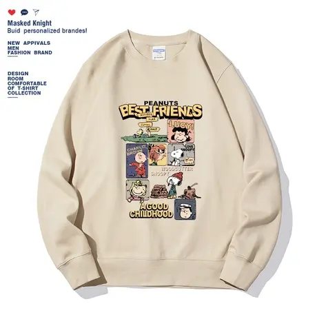 港风ins潮牌休闲上衣男小众宽松秋季新款日系卡通印花圆领卫衣男图片