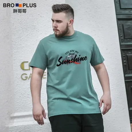 胖哥哥大码t恤男200斤胖子短袖夏季半袖圆领体恤加肥加大肥佬T恤图片