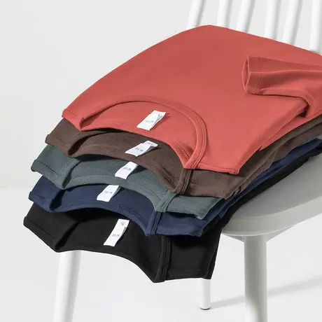 德绒长袖t恤男潮流秋冬保暖圆领上衣服双面绒纯色打底衫内搭小衫商品大图