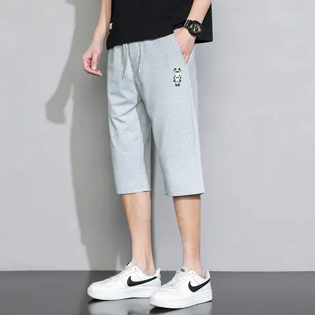 男士短裤子2024新款夏季薄款外穿运动七分裤直筒修身潮牌小熊卫裤商品大图