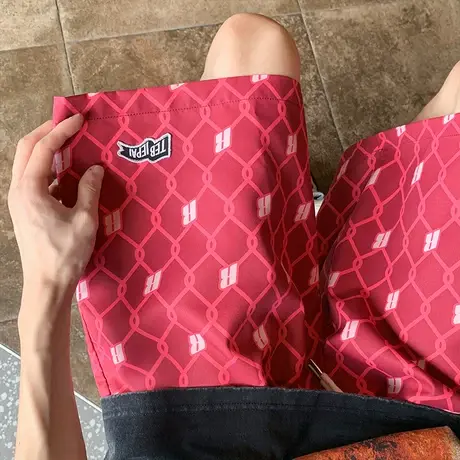 网格拼接休闲花短裤男夏季薄款运动篮球五分潮流居家冰丝沙滩裤子商品大图