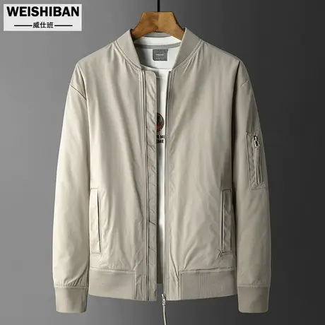 潮流棒球领简约纯色夹克男商务休闲百搭冬季加厚棉服男装帅气棉袄商品大图