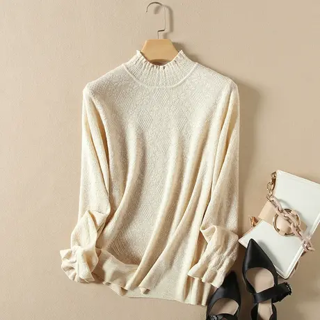 半高领毛衣套头打底衫女春装2024年新款内搭爆款百搭洋气针织衫女商品大图