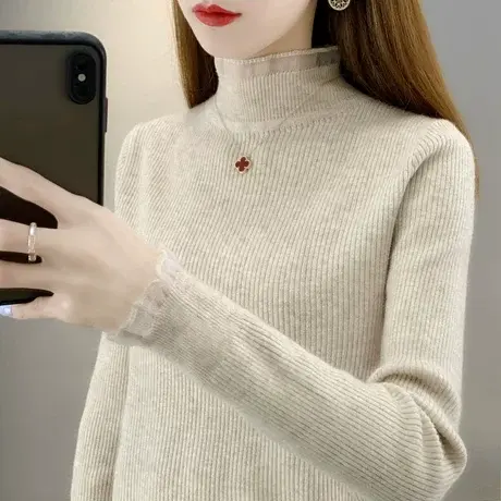 半高领打底衫女秋冬2022年新款针织衫内搭软糯毛衣女套头针织衫女图片