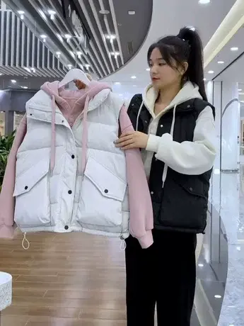 羽绒棉马甲女2023秋冬新款韩版短款宽松坎肩棉衣无袖背心马夹外套商品大图
