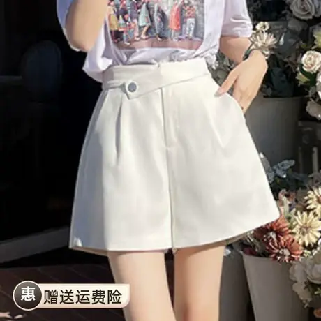 松紧高腰阔腿裤新款韩版休闲百搭设计感宽松遮胯显瘦西装短裤外穿图片