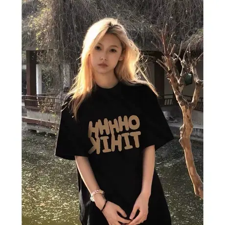 2023年夏季仿棉短袖T恤女韩版宽松体恤内搭大码正肩打底上衣半袖商品大图