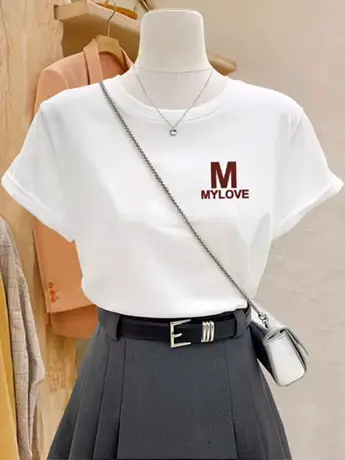 美式复古白色仿棉短袖t恤女夏季2023新款欧货时尚洋气减龄上衣服商品大图