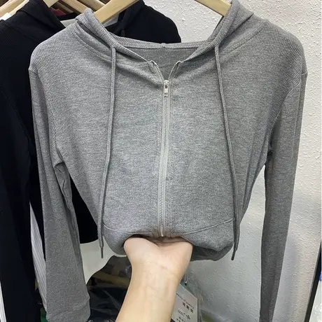 ins超火开衫卫衣外套女2024年新款春装长袖拉链短款chic港味上衣商品大图
