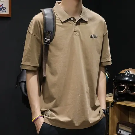 青年Polo衫男短袖t恤男士半袖潮牌大码新款男装2024重磅体恤夏季商品大图