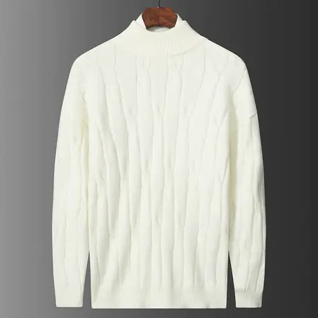秋冬季麻花高领套头圆领毛衣男士2024新款冬天内搭上衣打底针织衫图片