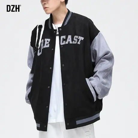 男士棒球服秋季麂皮绒外套男潮牌高级感男装2023新款上衣翻领夹克商品大图