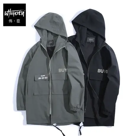 伟臣潮牌大码男装连帽外套男胖子加肥加大宽松春装夹克肥佬上衣男商品大图