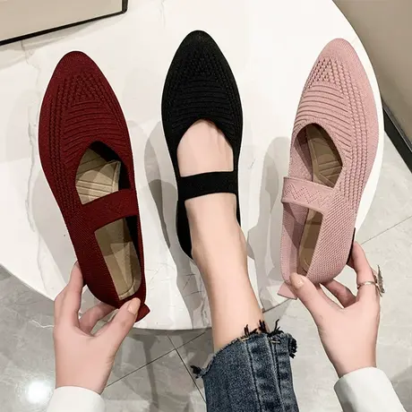 老北京布鞋女春夏新款平底中老年飞织网面网鞋防滑软底透气妈妈鞋商品大图