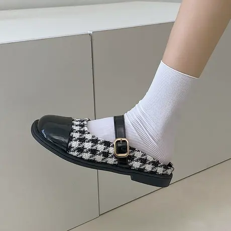 2023春夏新款小香风拼色平底穆勒凉鞋女包头外穿半拖鞋方头低跟鞋商品大图