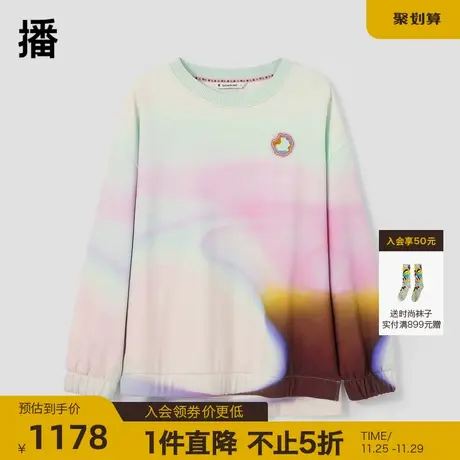 播商场同款2023秋季新款韩版宽松彩色圆领刺绣卫衣女BDQ3VD0502商品大图