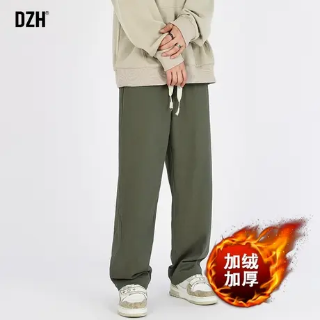 男生休闲裤男裤加绒加厚冬季裤子男宽松直筒裤2024新款宽松阔腿裤图片