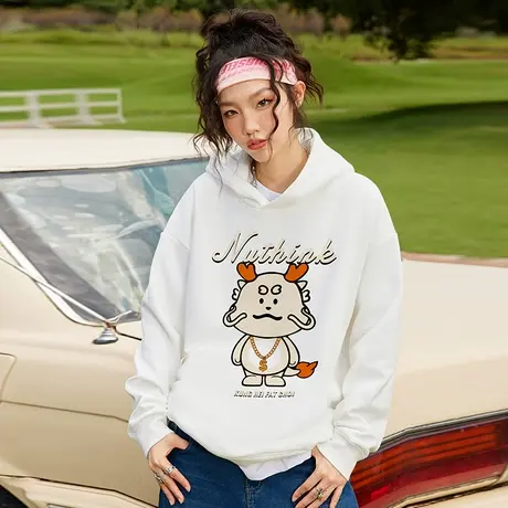 Nuthink潮牌龙年本命年国潮卫衣男春季加绒加厚宽松情侣保暖外套商品大图