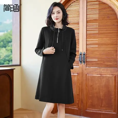 简涵大码2024春季新款卫衣裙宽松休闲加肥加大时尚洋气连衣裙商品大图