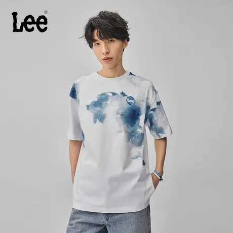 Lee商场同款24早春新品舒适版水墨画印花图案白色男短袖T恤潮流图片