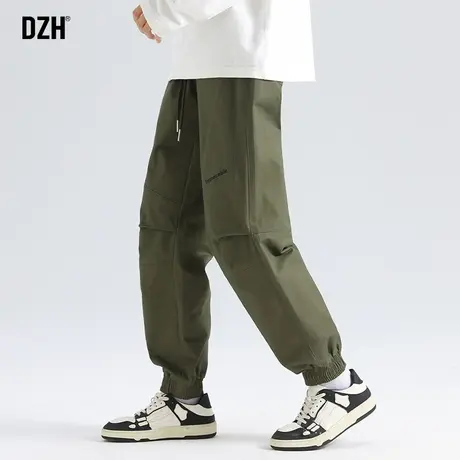 男士军绿色纯棉裤子男款美式高街2024新款休闲裤春秋宽松工装男裤商品大图