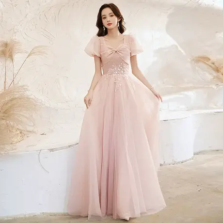 法式晚礼服裙女宴会气质2023新款爆款年会森系纱裙声乐艺考独唱图片