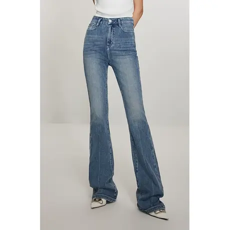 【试用官专享】四面弹牛仔裤女 欧时力微喇高腰24新款春阔腿图片