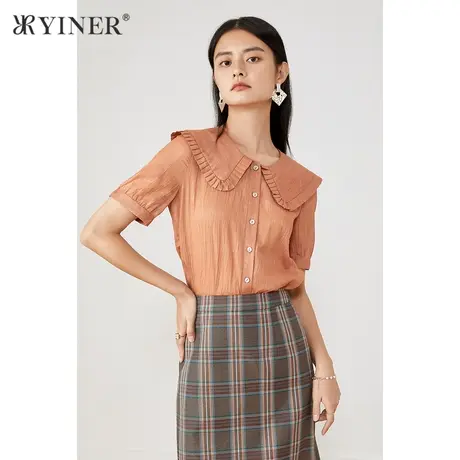 YINER音儿女装夏季娃娃领舒适休闲衬衫上衣商品大图