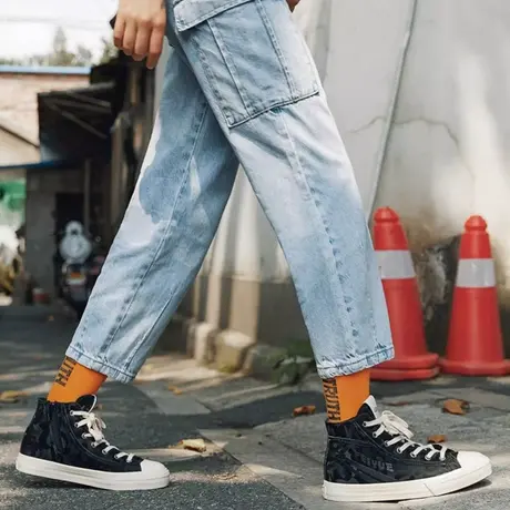 飞跃街头高帮帆布鞋女中性百搭学生休闲板鞋ins潮小众设计2273图片