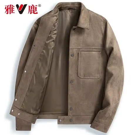 雅鹿夹克男春秋新款明线美式复古风中青年轻商务时尚休闲潮流外套商品大图