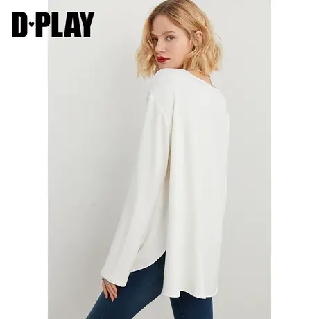 DPLAY德帕拉秋装新磨毛简约风保暖白色大圆领万能内搭打底衫商品大图